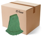 BULK CASE (12/Cs) - MEDIUM   GREEN   Blend LOOPED-END Wet Mop--1 1/4" BAND
