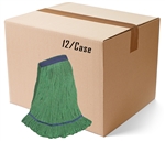 BULK CASE (12/Cs) - X-LARGE   GREEN   Blend LOOPED-END Wet Mop--1 1/4" BAND