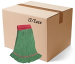 BULK CASE (12/Cs) - LARGE   GREEN   Blend LOOPED-END Wet Mop--5" BAND
