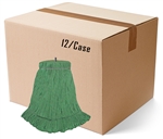 BULK CASE (12/Cs) - MEDIUM   GREEN   Blend LOOPED-END Wet Mop--BOLT STYLE