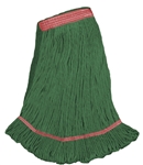 LARGE GREEN Premium Blend Economical LOOPED-END Wet Mop--1 1/4" BAND