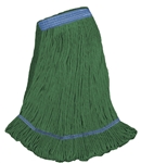 X-LARGE GREEN Premium Blend Economical LOOPED-END Wet Mop--1 1/4" BAND