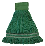 MEDIUM GREEN Industrial Laundry Style ANTIMICROBIAL LOOPED-END Wet Mop--9" BAND