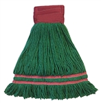 LARGE GREEN Industrial Laundry Style ANTIMICROBIAL LOOPED-END Wet Mop--9" BAND