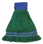 X-LARGE GREEN Industrial Laundry Style ANTIMICROBIAL LOOPED-END Wet Mop--9" BAND