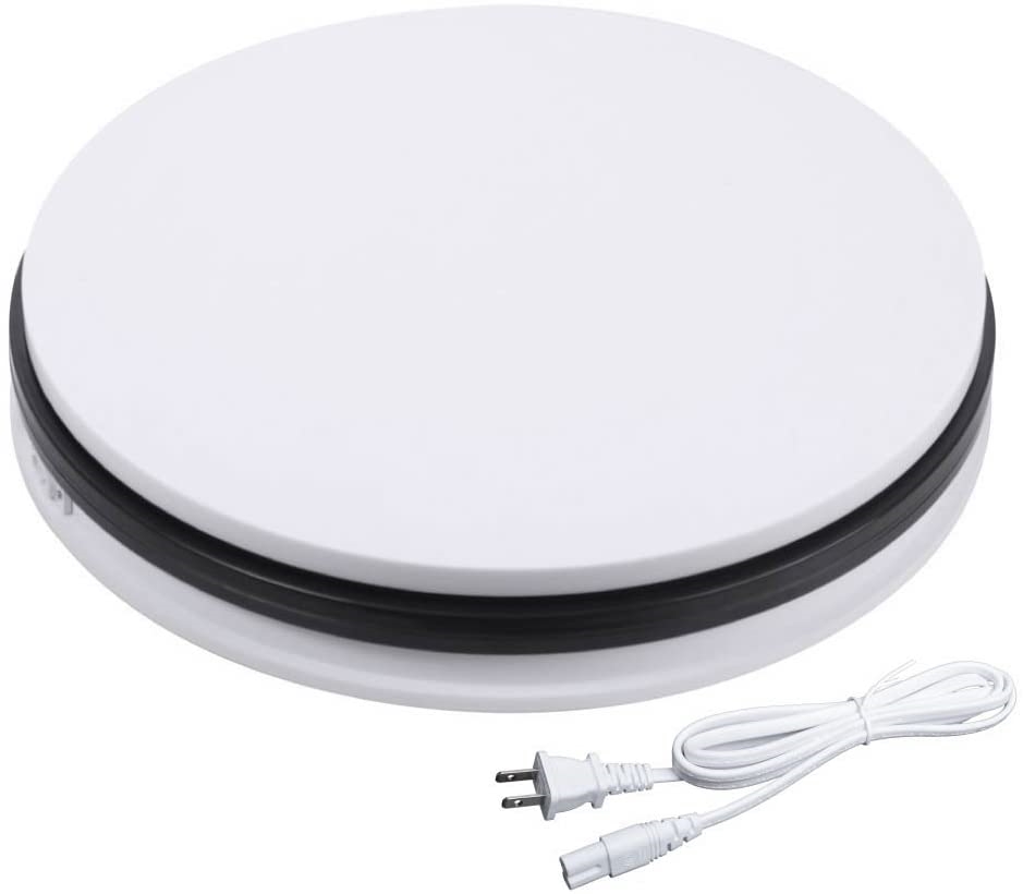 10 Inches Electric Turntable Motorized Rotating Display Stand 20Lb max  Loading White