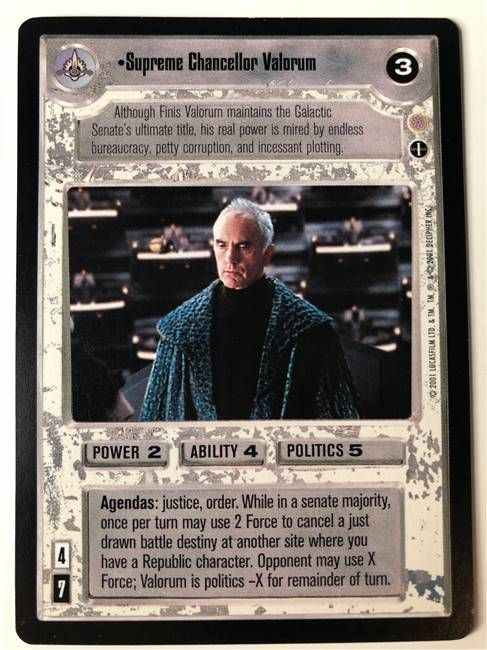 Star Wars CCG (SWCCG) Supreme Chancellor Valorum