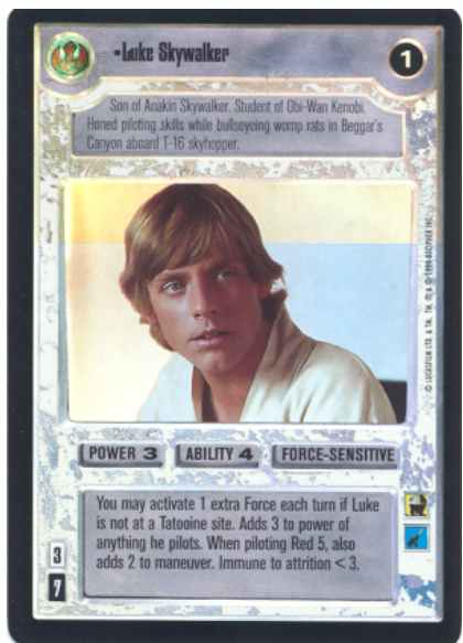 Star Wars CCG (SWCCG) Luke Skywalker (Foil)