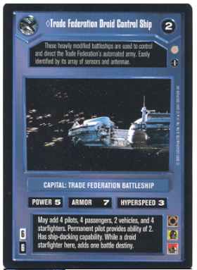 Star Wars CCG (SWCCG) Trade Federation Droid Control Ship