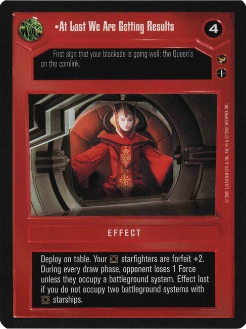 Star Wars CCG (SWCCG) At Last We Are Getting Results