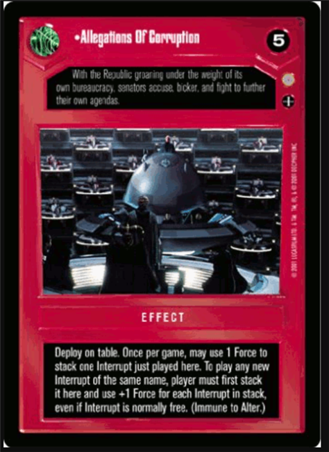 Star Wars CCG (SWCCG) Allegations Of Corruption