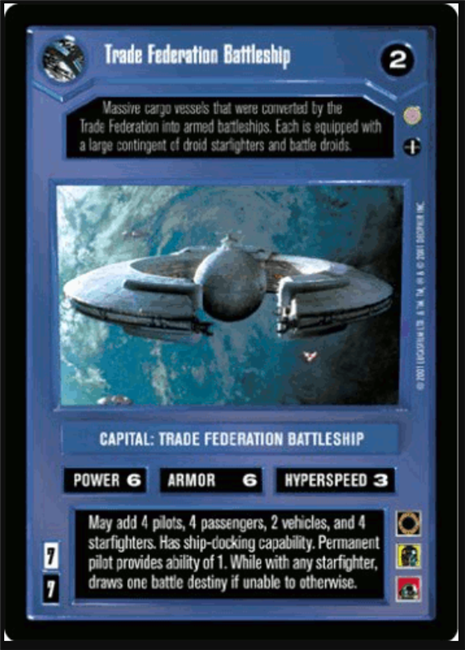 Star Wars CCG (SWCCG) Trade Federation Battleship