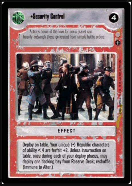 Star Wars CCG (SWCCG) Security Control