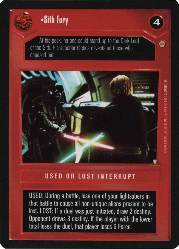 Star Wars CCG (SWCCG) Sith Fury