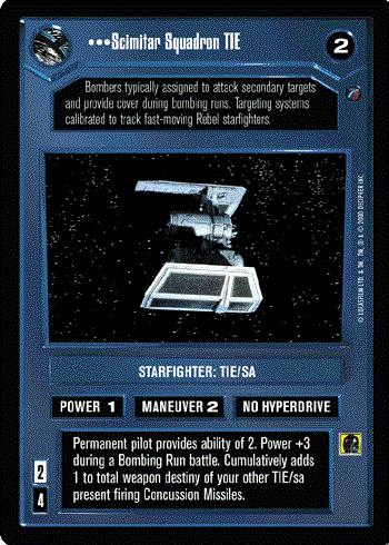 Star Wars CCG (SWCCG) Scimitar Squadron TIE