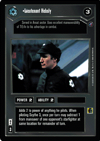 Star Wars CCG (SWCCG) Lieutenant Hebsly