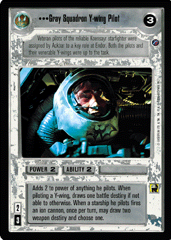 Star Wars CCG (SWCCG) Gray Squadron Y-wing Pilot