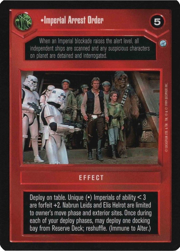 Star Wars CCG (SWCCG) Imperial Arrest Order
