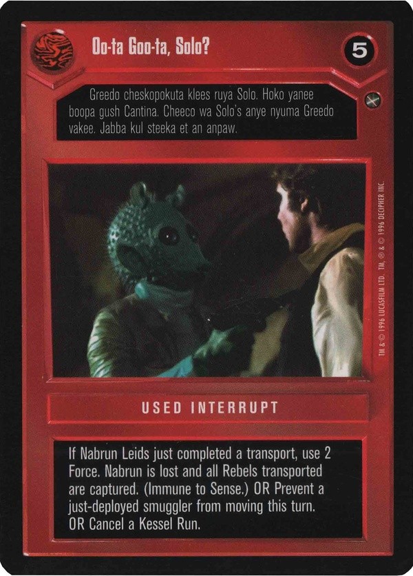 Star Wars CCG (SWCCG) Oo-ta Goo-ta, Solo?