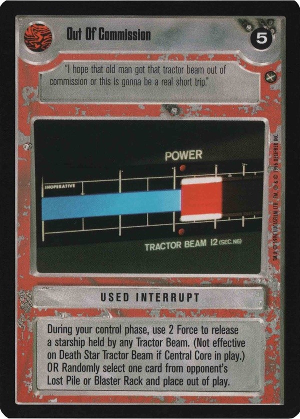 Star Wars CCG (SWCCG) Out Of Commission