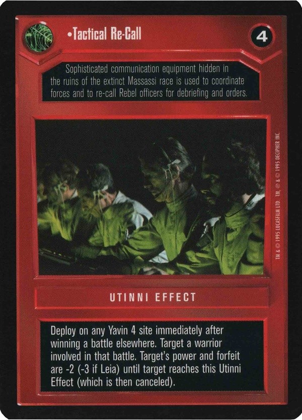 Star Wars CCG (SWCCG) Tactical Re-Call