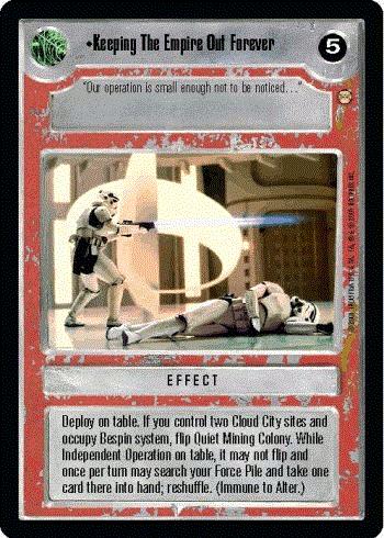Star Wars CCG (SWCCG) Keeping The Empire Out Forever