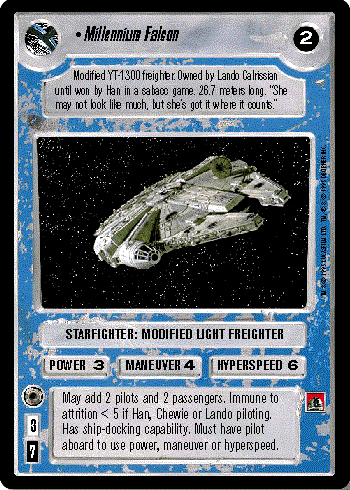 Decipher SWCCG Star Wars CCG Millennium Falcon (WB)