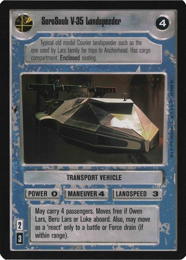 Decipher SWCCG Star Wars CCG SoroSuub V-35 Landspeeder (WB)