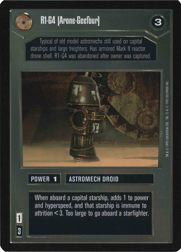 Decipher SWCCG Star Wars CCG R1-G4 (Arone-Geefour) (WB)