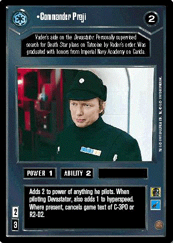 Decipher SWCCG Star Wars CCG Commander Praji (WB)