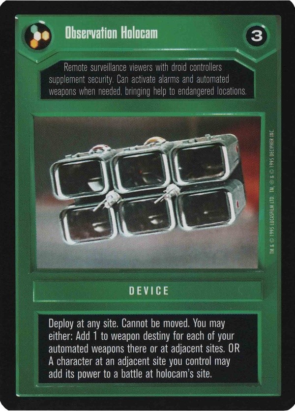 Decipher SWCCG Star Wars CCG Observation Holocam (WB)