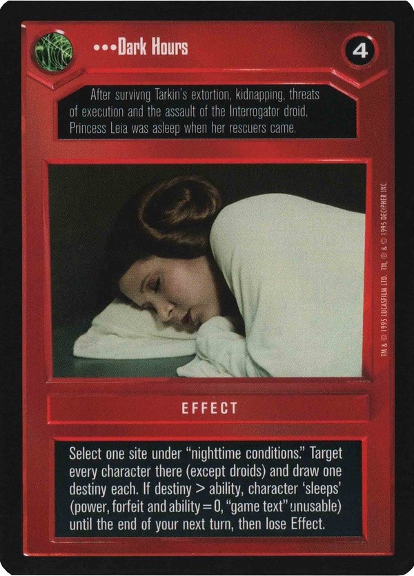 Decipher SWCCG Star Wars CCG Dark Hours (WB)