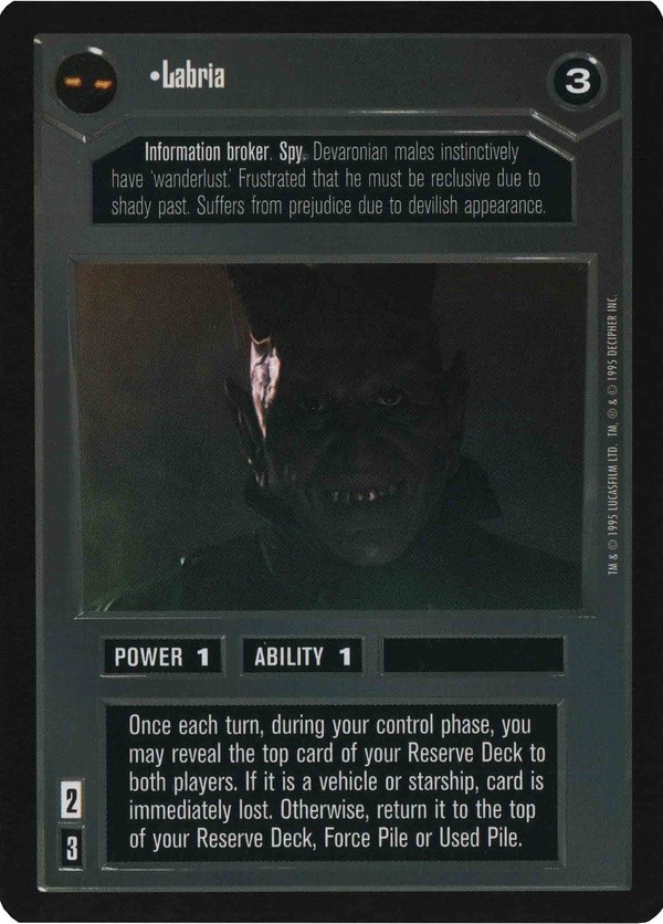 Decipher SWCCG Star Wars CCG Labria (WB)
