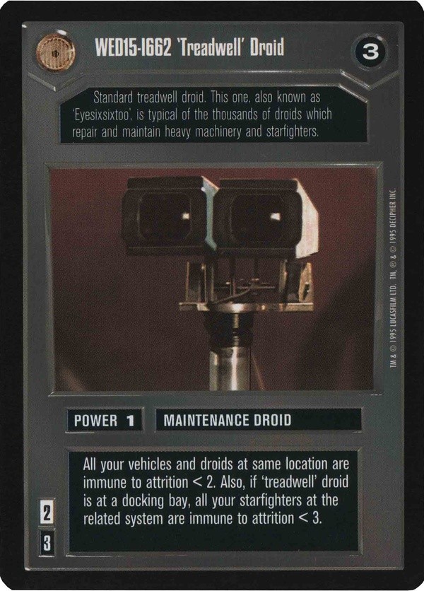 Decipher SWCCG Star Wars CCG WED15-1662 'Treadwell' Droid (WB)