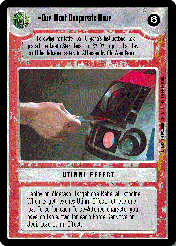Decipher SWCCG Star Wars CCG Our Most Desperate Hour (WB)
