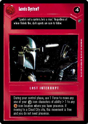 Decipher SWCCG Star Wars CCG Lando System? (WB)