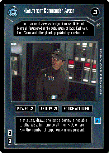 Decipher SWCCG Star Wars CCG Lieutenant Commander Ardan (WB)