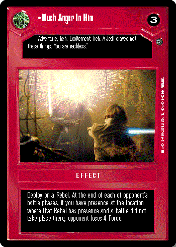 Decipher SWCCG Star Wars CCG Much Anger In Him (WB)