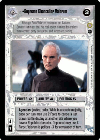 Star Wars CCG (SWCCG) Supreme Chancellor Valorum (AI)