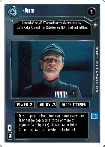 Star Wars CCG (SWCCG) Veers - ESB 2 Player Game