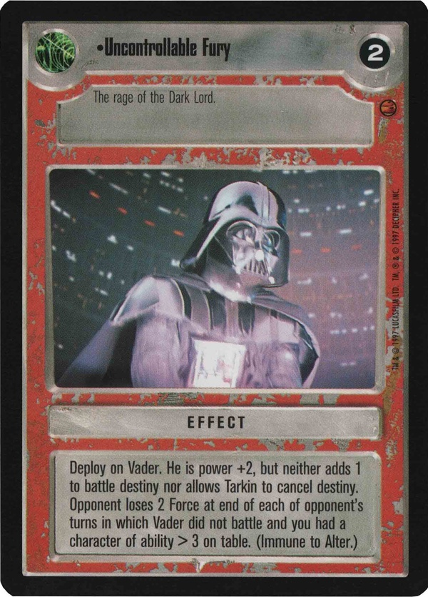 Star Wars CCG (SWCCG) Uncontrollable Fury Foil