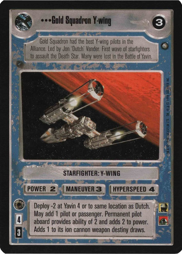 Star Wars CCG (SWCCG) Gold Squadron Y-wing Foil