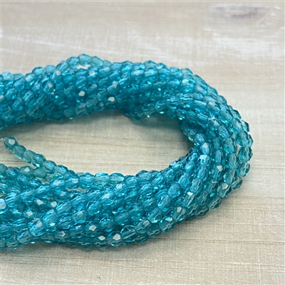 kelliesbeadboutique.com | 3mm Teal Firepolish Beads