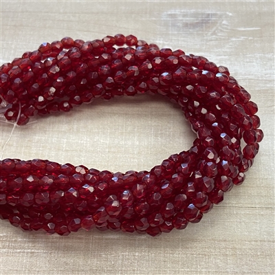 kelliesbeadboutique.com | 3mm Ruby Firepolish Beads