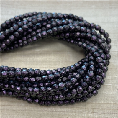 kelliesbeadboutique.com | 3mm Polychrome Black Currant Firepolish Beads