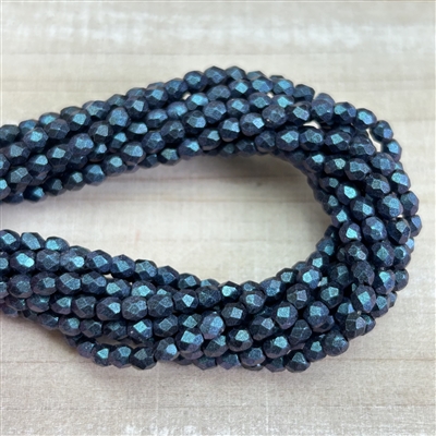 3mm Firepolish Indigo Orchid Beads