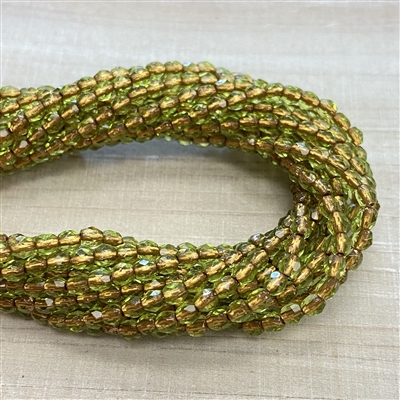 kelliesbeadboutique.com | 3mm Olivine Copper Lined Firepolish Beads