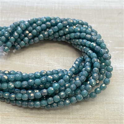 www.kelliesbeadboutique.com | 3mm Turquoise Moon Dust Firepolish Beads