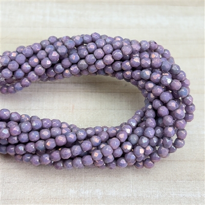 3mm Firepolish Opaque Luster Amethyst Beads