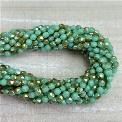 3mm Firepolish Green Turquoise Celsian Beads